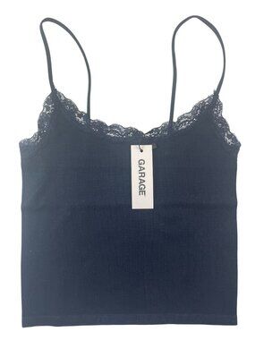 Garage Seamless Lace Trim Camisole Mariana Navy Blue Women's Size XS MSRP$27 NWT